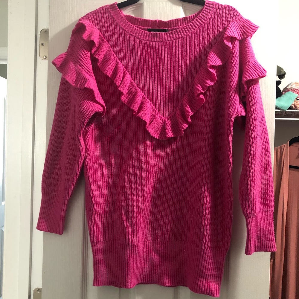 NWT Express Pink Ruffle Sweater XS
